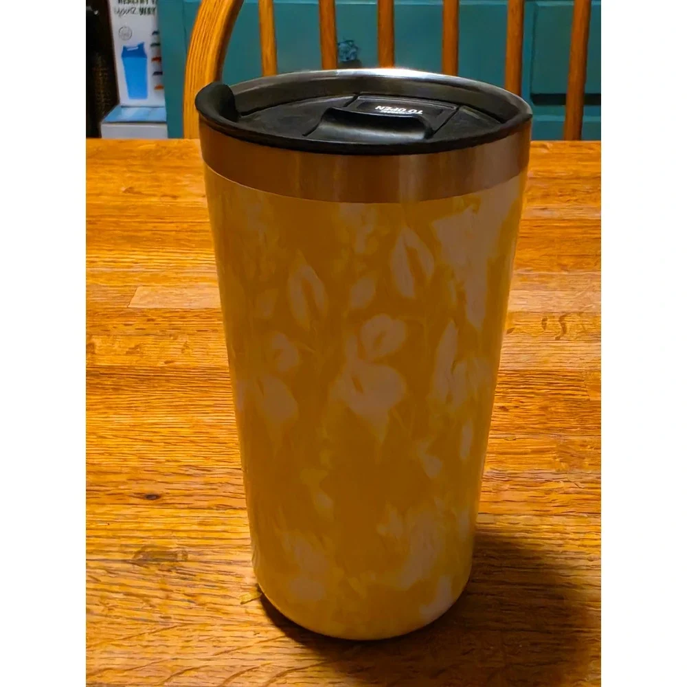 TAL Hydration Insulated Stainless Steel Tumbler Yellow White Floral Leaf 20oz